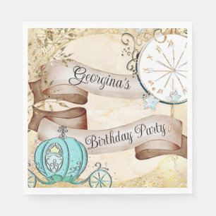 Enchanted Gold Cinderella Fairy Tale Napkin