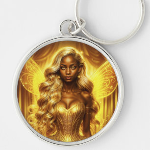 Enchanted golden fairy elegant sparkling wings keychain