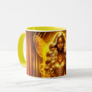 Enchanted golden fairy elegant sparkling wings mug