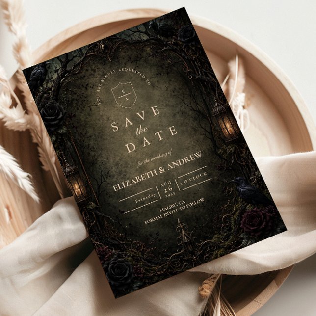 Enchanted Goth Forest Wedding Save The Date (Creator Uploaded)