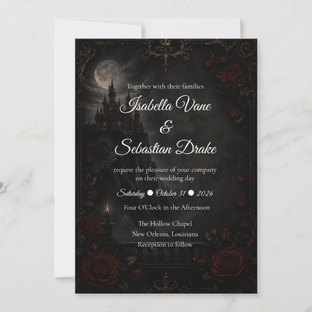 Enchanted Gothic Moonlight Romance Wedding Invitation (Front)