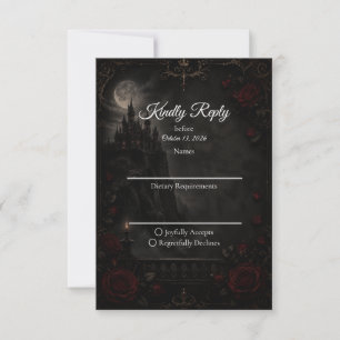Enchanted Gothic Moonlight Romance Wedding RSVP Card