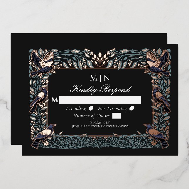 Enchanted Gothic Raven Wedding RSVP  (Front/Back)