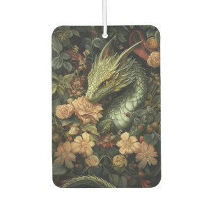 Enchanted Green Dragon with Elegant Floral Array Air Freshener