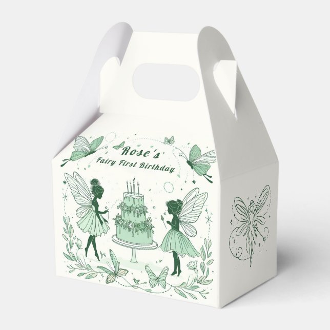 Enchanted Green Fairy First Birthday - Favor Box (Front Side)