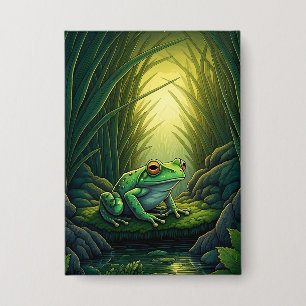Enchanted Green Frog in a Forest