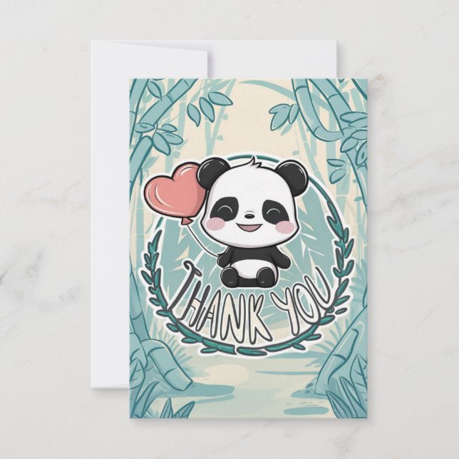 Enchanted Greeting Panda Thank You Card (Front)