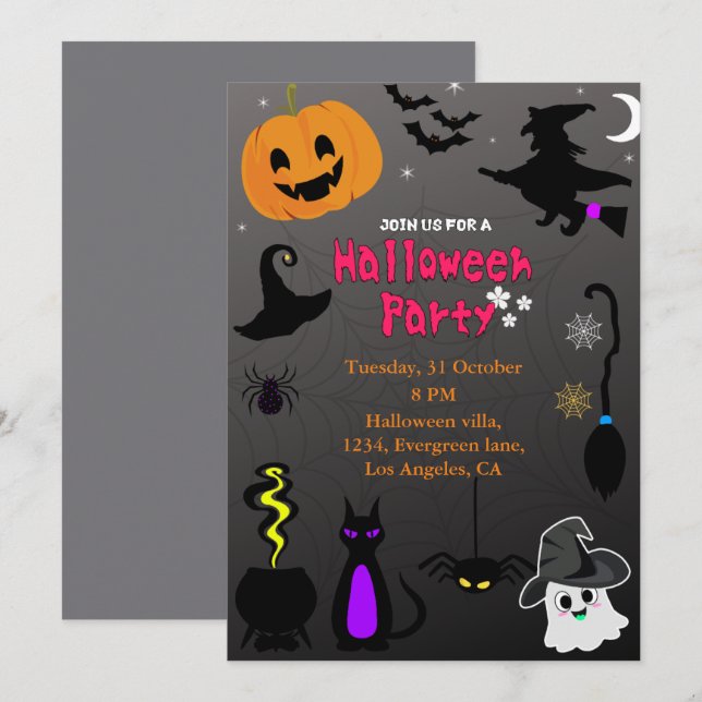 Enchanted Halloween Invitation card  (Front/Back)