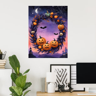 Enchanted Halloween Wreath Poster