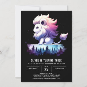 Enchanted Happy Lion Birthday Invitation