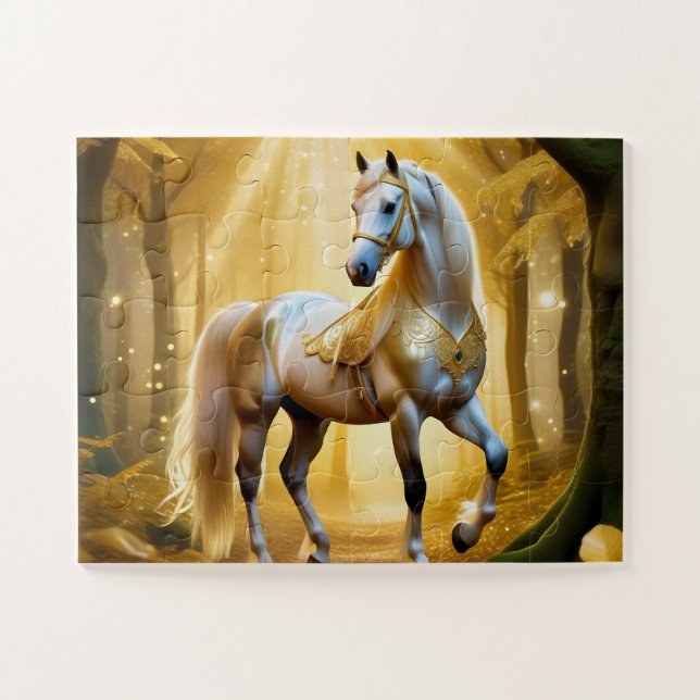Enchanted horse in the golden forest jigsaw puzzle (Horizontal)