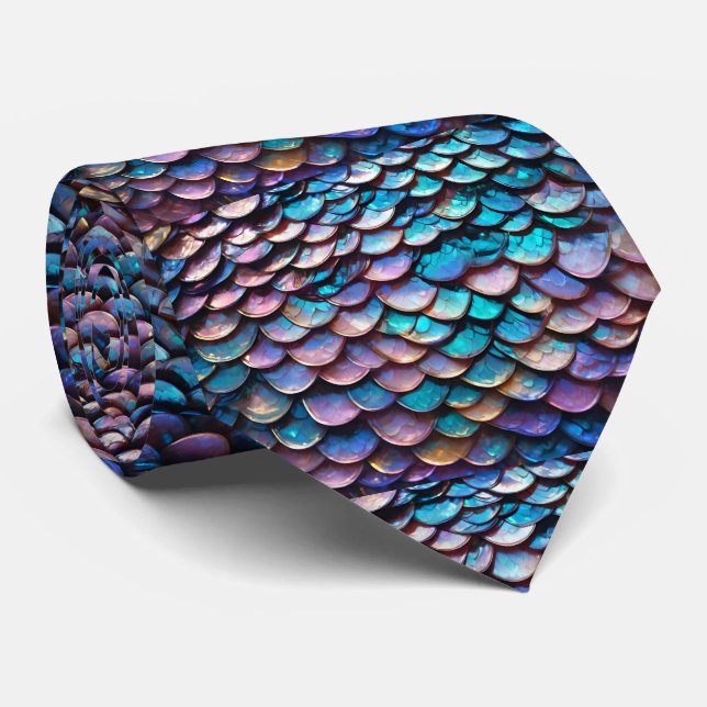 Enchanted Hues: Allure of Pastel Mermaid Scales Tie (Rolled)
