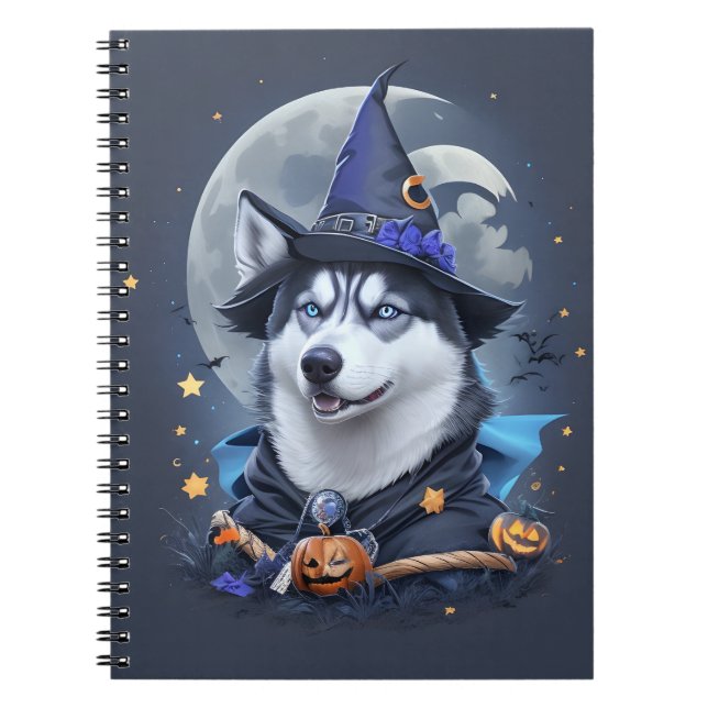 Enchanted Husky Dog: Magical Halloween Delight Notebook (Front)