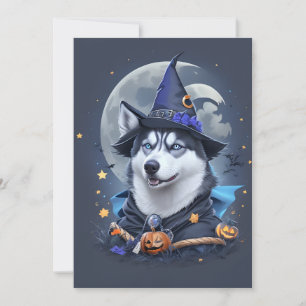 Enchanted Husky Dog: Magical Halloween Delight Thank You Card
