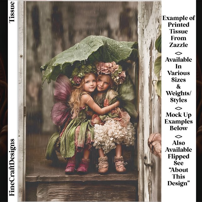 Enchanted Hydrangea Fairies In Rain ED2R Decoupage Tissue Paper (Creator Uploaded)