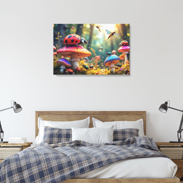 Enchanted Insect Carnival Canvas Print (Insitu(Bedroom))
