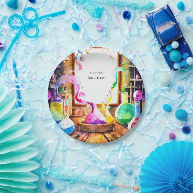 Enchanted Kids' Chemistry Scientist Birthday Paper Plate (Party)