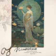 Enchanted Lady in a Magical Lotus Garden Decoupage