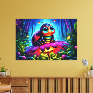 Enchanted Ladybug soft glowing fantasy flower Canvas Print