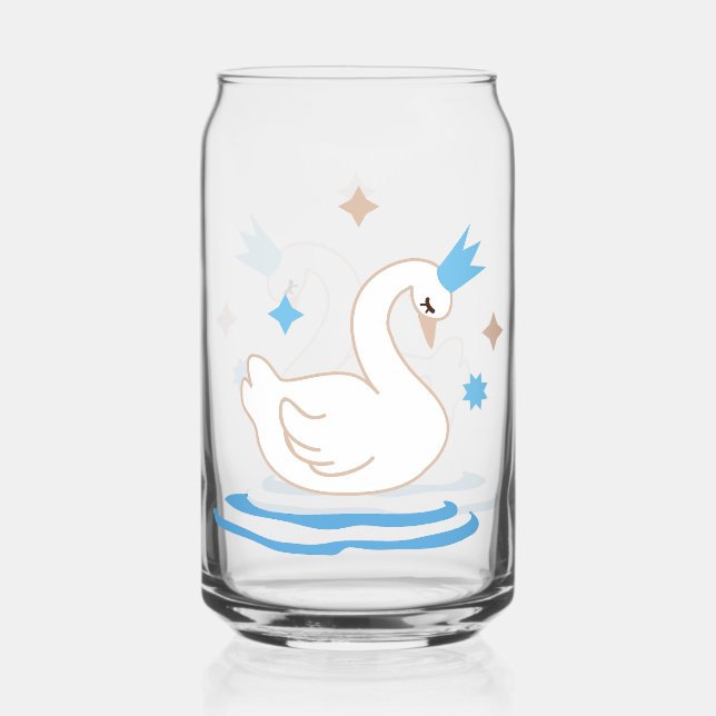 Enchanted Lake - Graceful Swan Can Glass (Front)