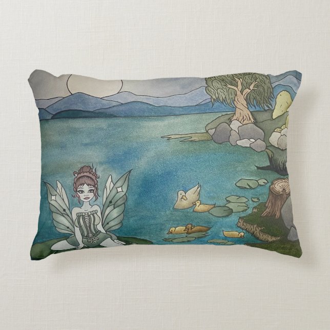 "Enchanted Lily Pond" Accent Pillow (Front)
