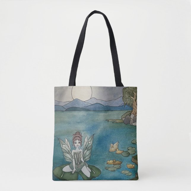 "Enchanted Lily Pond" Reusable Tote Bag (medium) (Front)