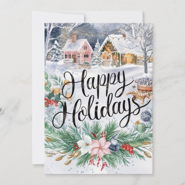 Enchanted Little Gift Happy Winter Holiday Card (Front)