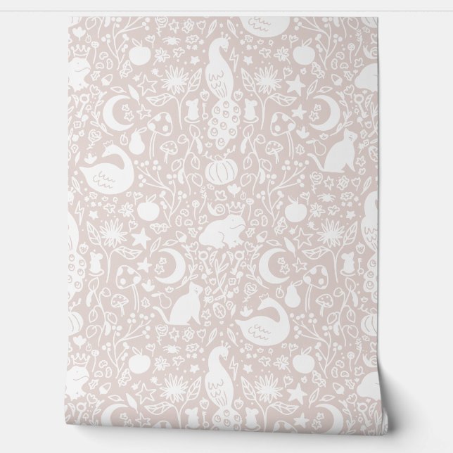 Enchanted Magic Garden Girl's Nursery Bedroom Wallpaper (Unrolling)