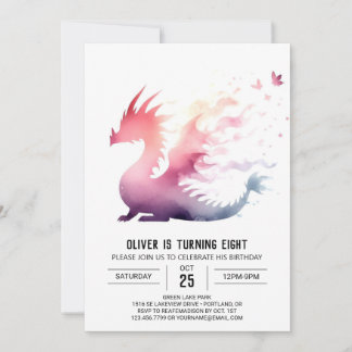Enchanted Magical Dragon Birthday Invitation