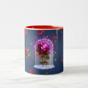 Enchanted Magical Red Rose Beauty Birthday Party Two-Tone Coffee Mug