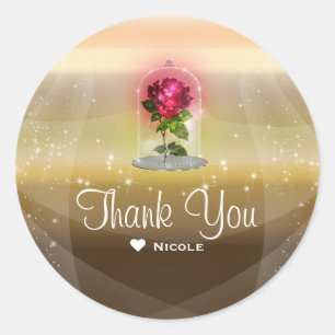 Enchanted Magical Red Rose Wedding Party Custom Classic Round Sticker