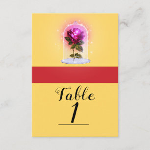 Enchanted Magical Storybook Red Rose Table Number
