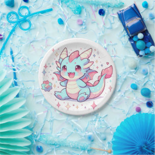 Enchanted Majestic Dragon Baby Shower Paper Plate
