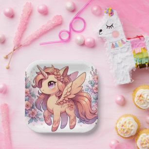 Enchanted Majestic Unicorn Baby Shower Paper Plate