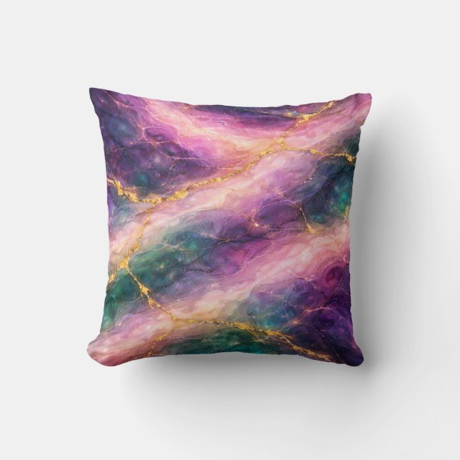 Enchanted Marble with Gold Veining Throw Pillow (Front)