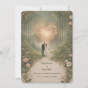 Enchanted Medieval Heart Forest Romantic Wedding Invitation