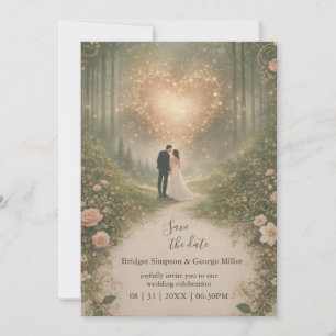 Enchanted Medieval Heart Forest romantic Wedding  Invitation
