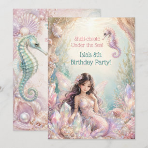 Enchanted Mermaid and Seahorse Under the Sea Birth
