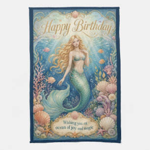 Enchanted Mermaid Birthday Beneath the Waves Kitchen Towel