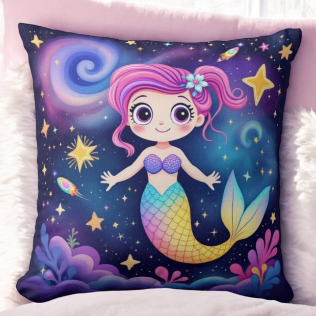 Enchanted Mermaid Star - toma stor Throw Pillow (Creator Uploaded)