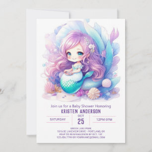 Enchanted Mermaid Waters Baby Shower Invitation