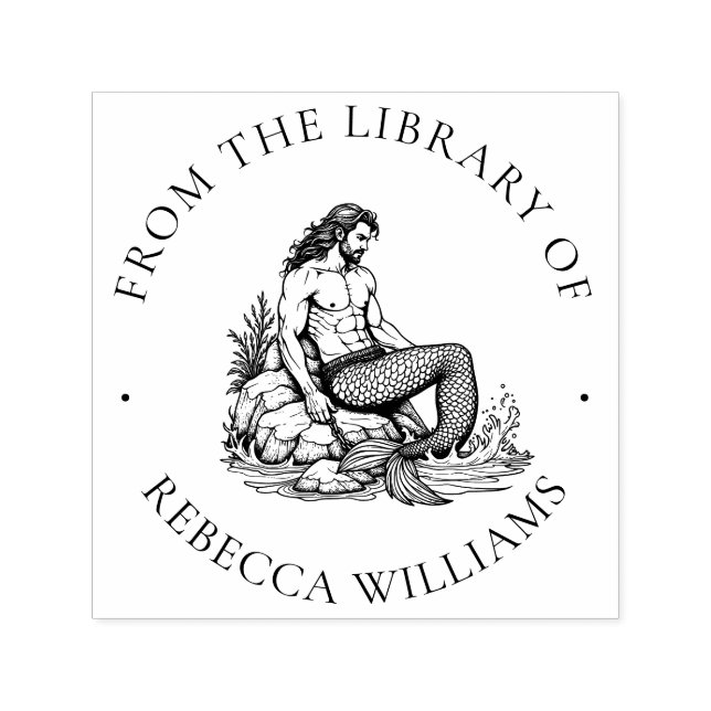 Enchanted Merman “From the Library of” Ocean King Self-inking Stamp (Design)