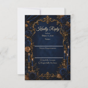 Enchanted Midnight Autumn Elegance Wedding RSVP Card