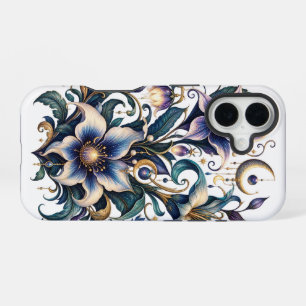 Enchanted Midnight Garden: Luminous Blue and Gold  iPhone 16 Case