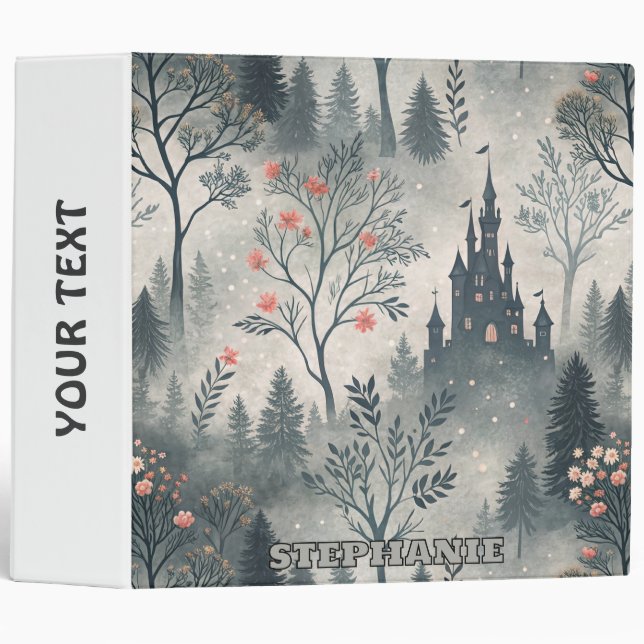 Enchanted Misty Forest with Dark Castle – Ethereal Binder (Front/Spine)
