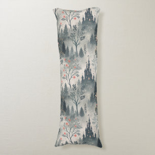Enchanted Misty Forest with Dark Castle – Ethereal Body Pillow