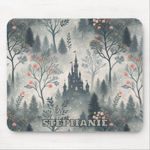 Enchanted Misty Forest with Dark Castle – Ethereal Mouse Pad