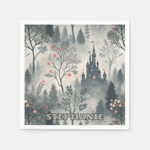 Enchanted Misty Forest with Dark Castle – Ethereal Napkin