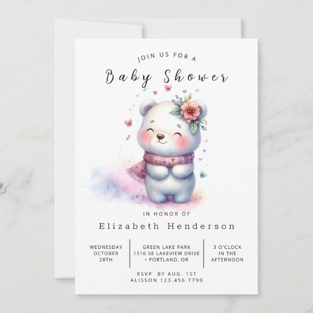 Enchanted Modern Bear Baby Shower Invitation (Front)
