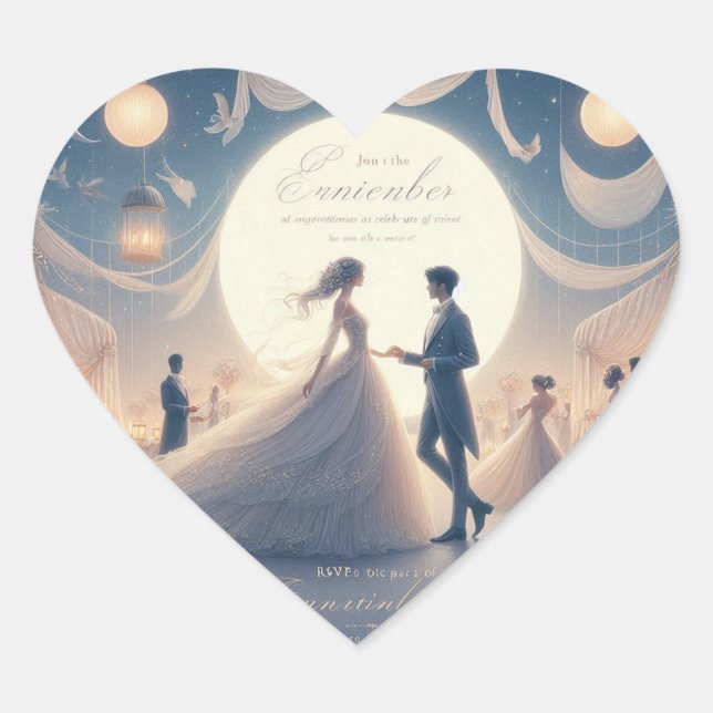 "Enchanted Moments: A Night to Remember" Heart Sticker (Front)